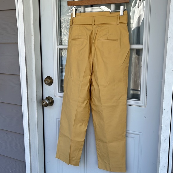 Ann Taylor Petite Mustard Belted Pocketed Pants, 4P - Picture 8 of 11